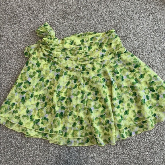 Aerie Green Floral Print Summer‎ Flowy Bow Mini Wrap Skirt Size XS - Picture 10 of 10